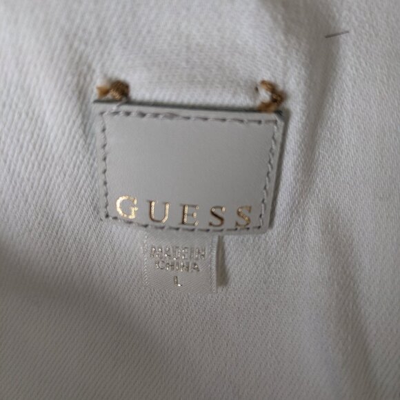 New GUESS Zip-Up Racerback Corset Zip Up Crop Top White - L NWT - Picture 3 of 6